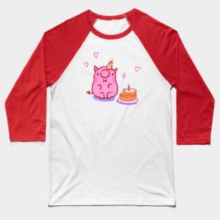 Pig with a cake Baseball T-Shirt
